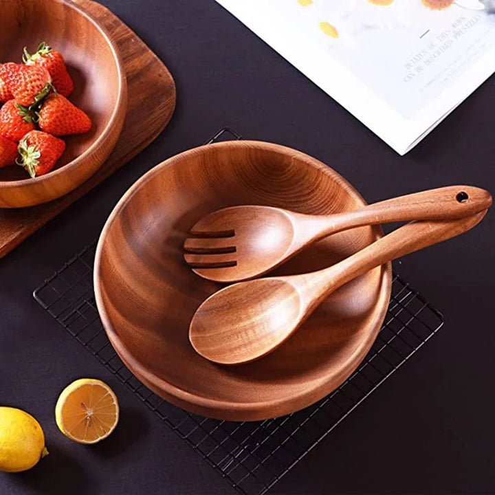 Natural Teak Wooden Kitchen Utensil Set – Eco-Friendly Cooking Spoons Non-Stick Safe 2026