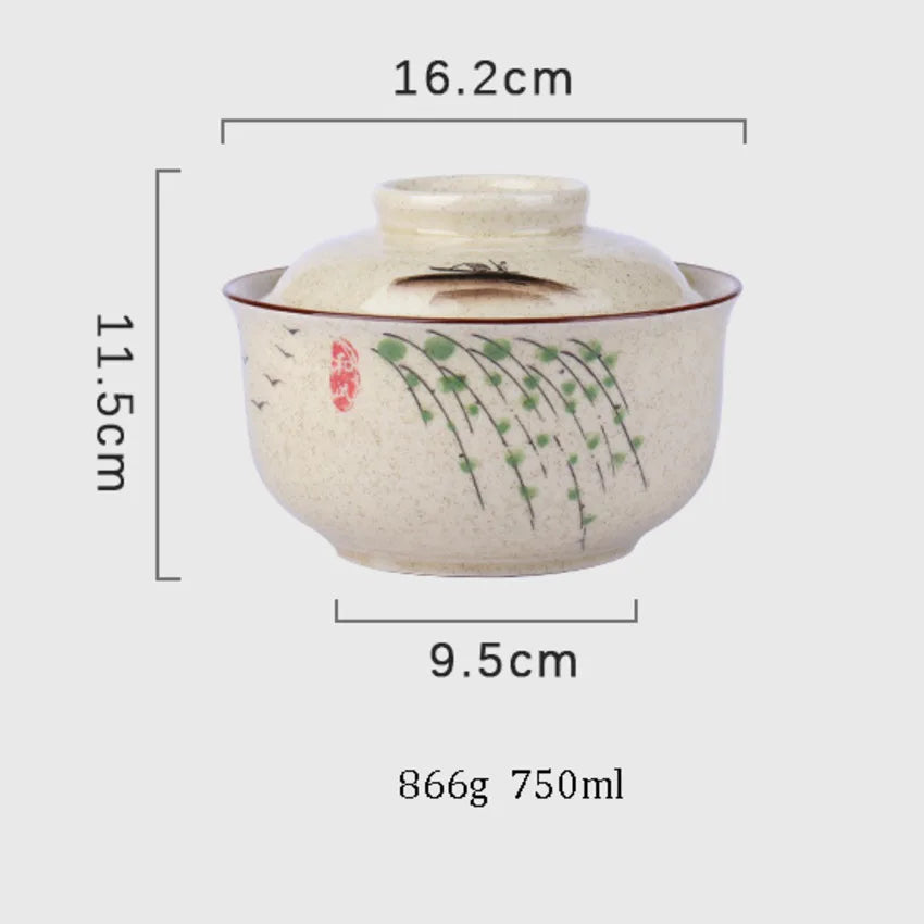 Ramen Bowl Large Ceramic With Lid Retro Fall 2025 Tableware
