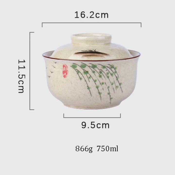 Ramen Bowl Large Ceramic With Lid Retro Fall 2025 Tableware