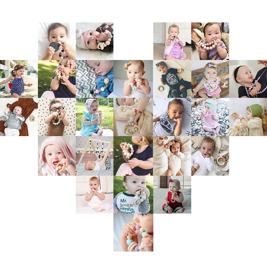 Wooden Crochet Animal Teether Rattle Newborn Sensory Toys