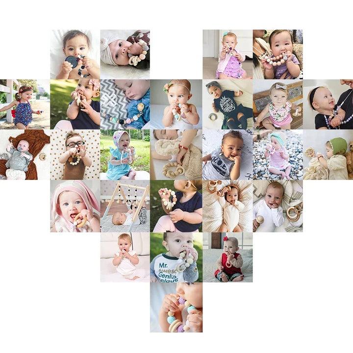 Wooden Crochet Animal Teether Rattle Newborn Sensory Toys