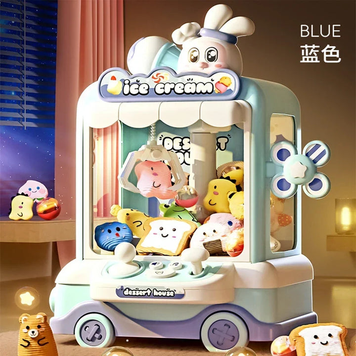 Mini Cartoon Claw Crane Machine Toy for Kids - Plush Rabbit Doll Grabber with Music &amp; Lights