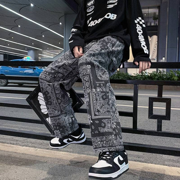 Bandana Jeans with Unique Prints for Stylish Urban Wear, Comfortable Fit, High-Quality Denim