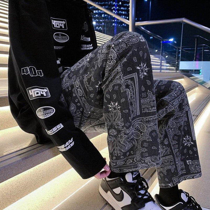Bandana Jeans with Unique Prints for Stylish Urban Wear, Comfortable Fit, High-Quality Denim