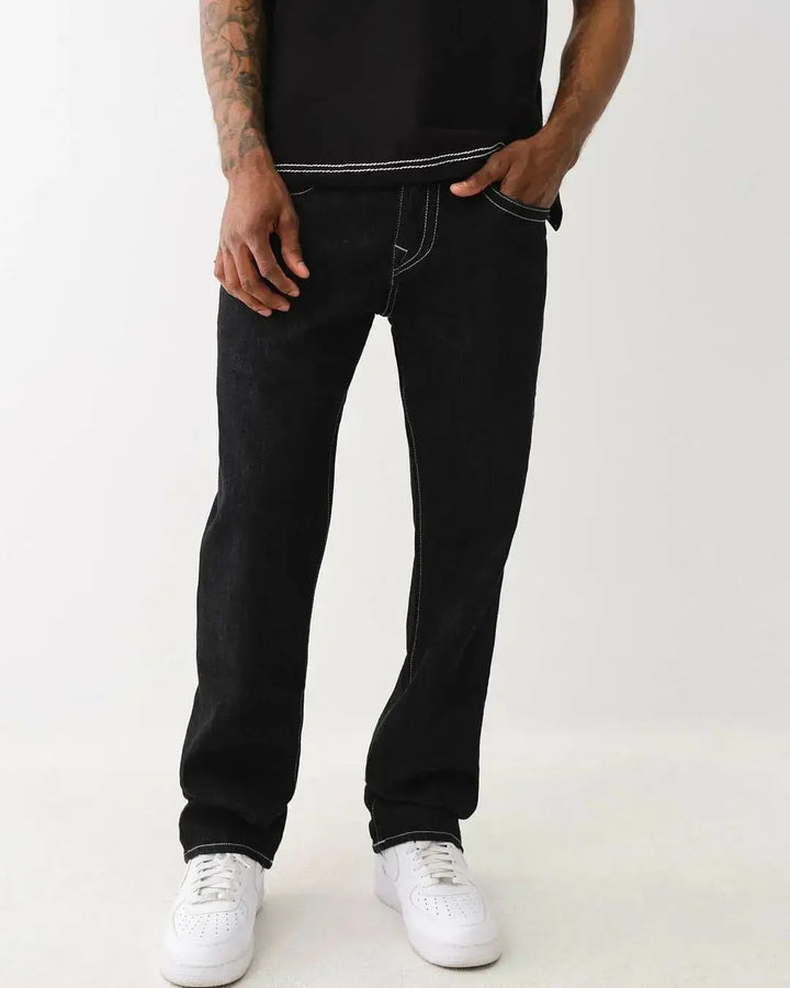 Black Y2K Jeans with White Stitching, Comfortable Fit, Regular Length, Versatile Style, 100% Cotton