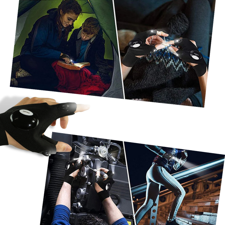 LED Gloves With Waterproof Lights - Battery Powered, Comfortable for Camping and Repairs