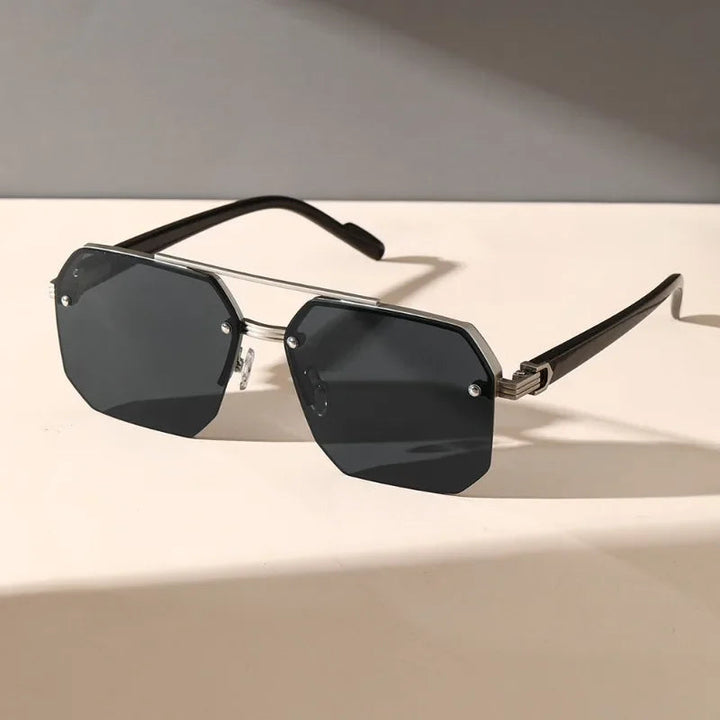 Lightweight men’s geometric sunglasses – minimalist design, plastic, for everyday use