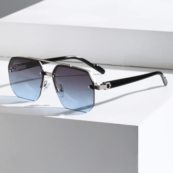 Lightweight men’s geometric sunglasses – minimalist design, plastic, for everyday use