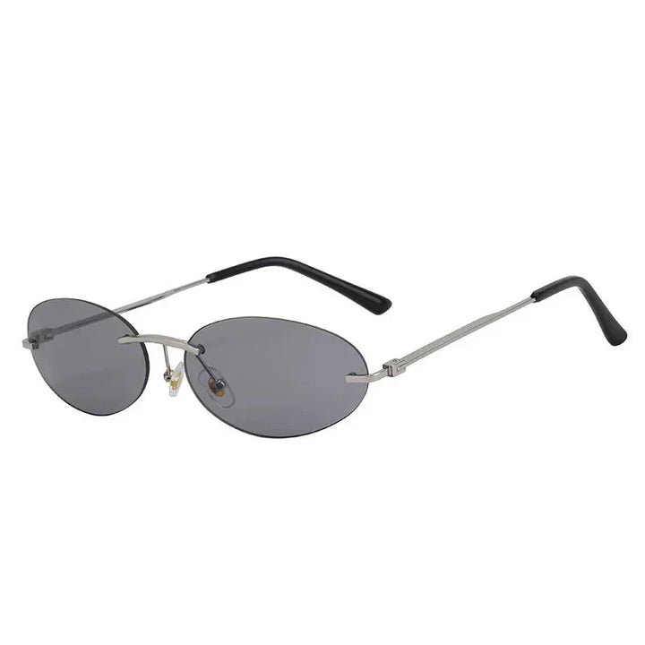 Lightweight unisex oval sunglasses – rimless design, high-quality plastic, for beach and city