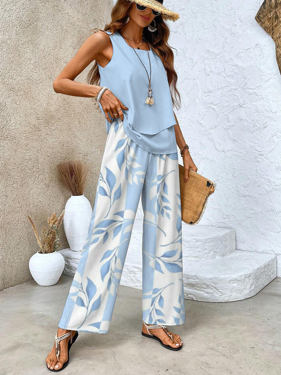 Lightweight &amp; breathable women’s summer ensemble – sleeveless top, airy fabric, for warm days