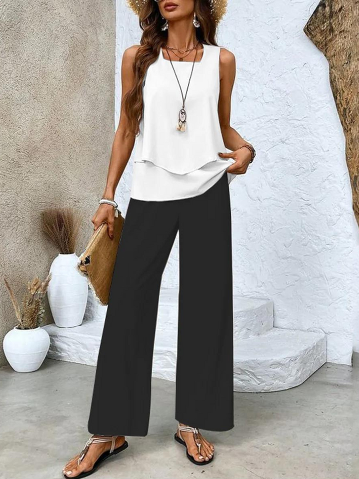 Lightweight &amp; breathable women’s summer ensemble – sleeveless top, airy fabric, for warm days