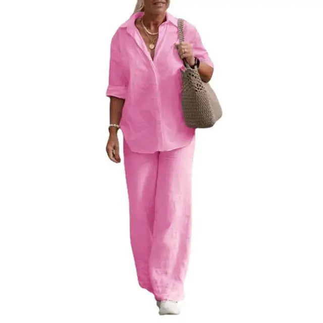 Lightweight &amp; versatile women’s linen set – elegant design, 100% linen, for any occasion