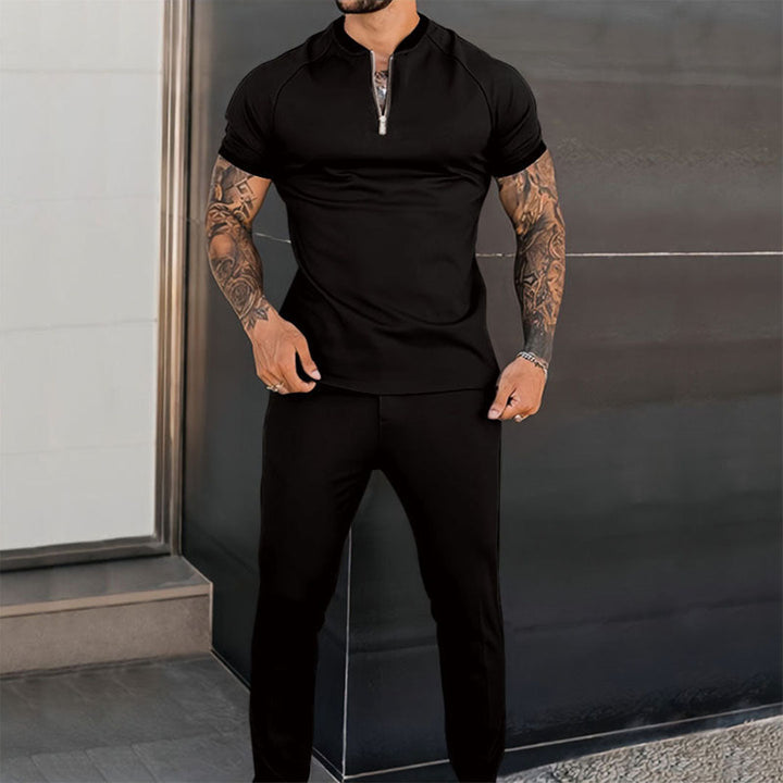 Lightweight &amp; Versatile men’s casual set – slim-fit design, polyester, for summer