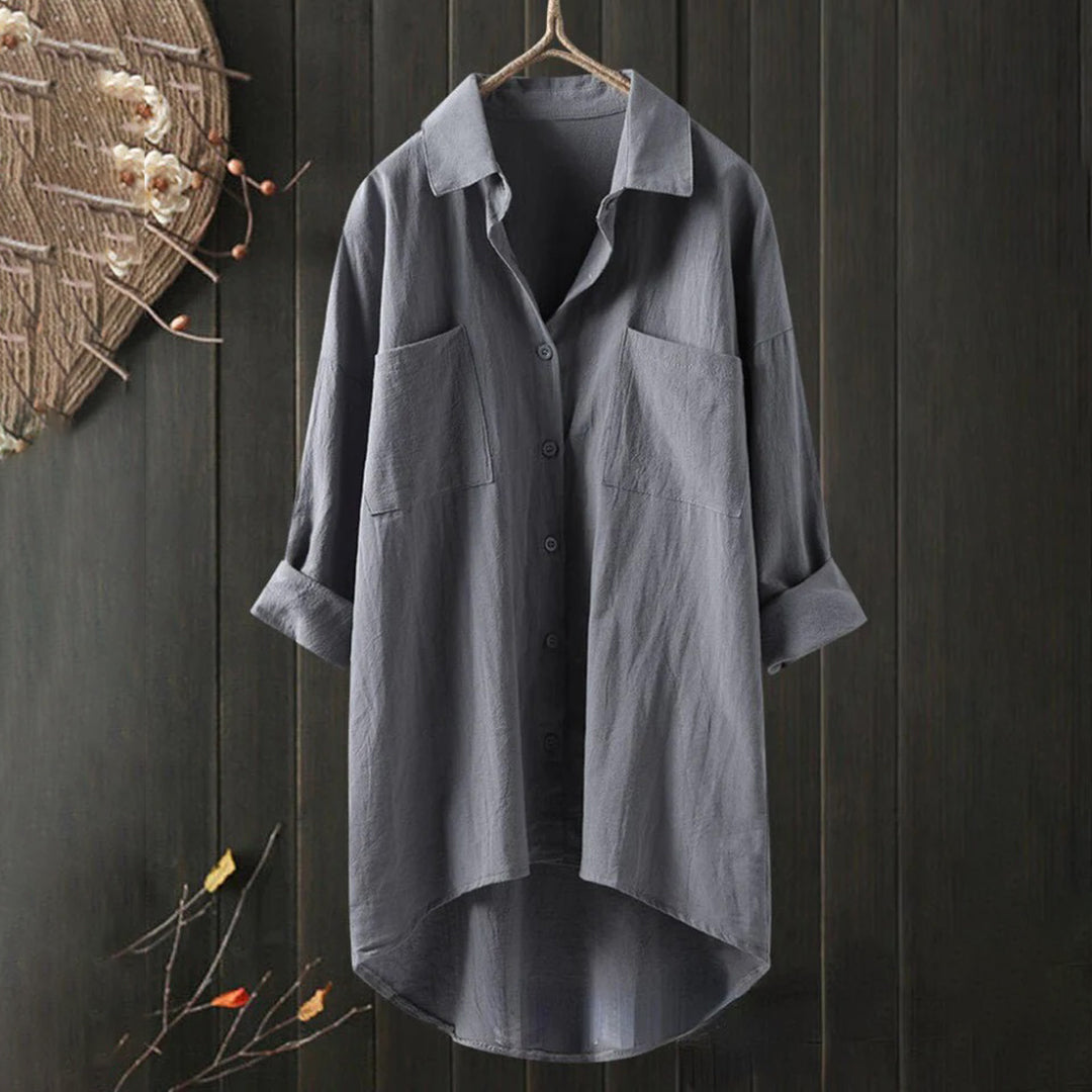 Elegant Loose Fit Button Down Shirt for Women - Stylish Blouse for Work and Casual Wear