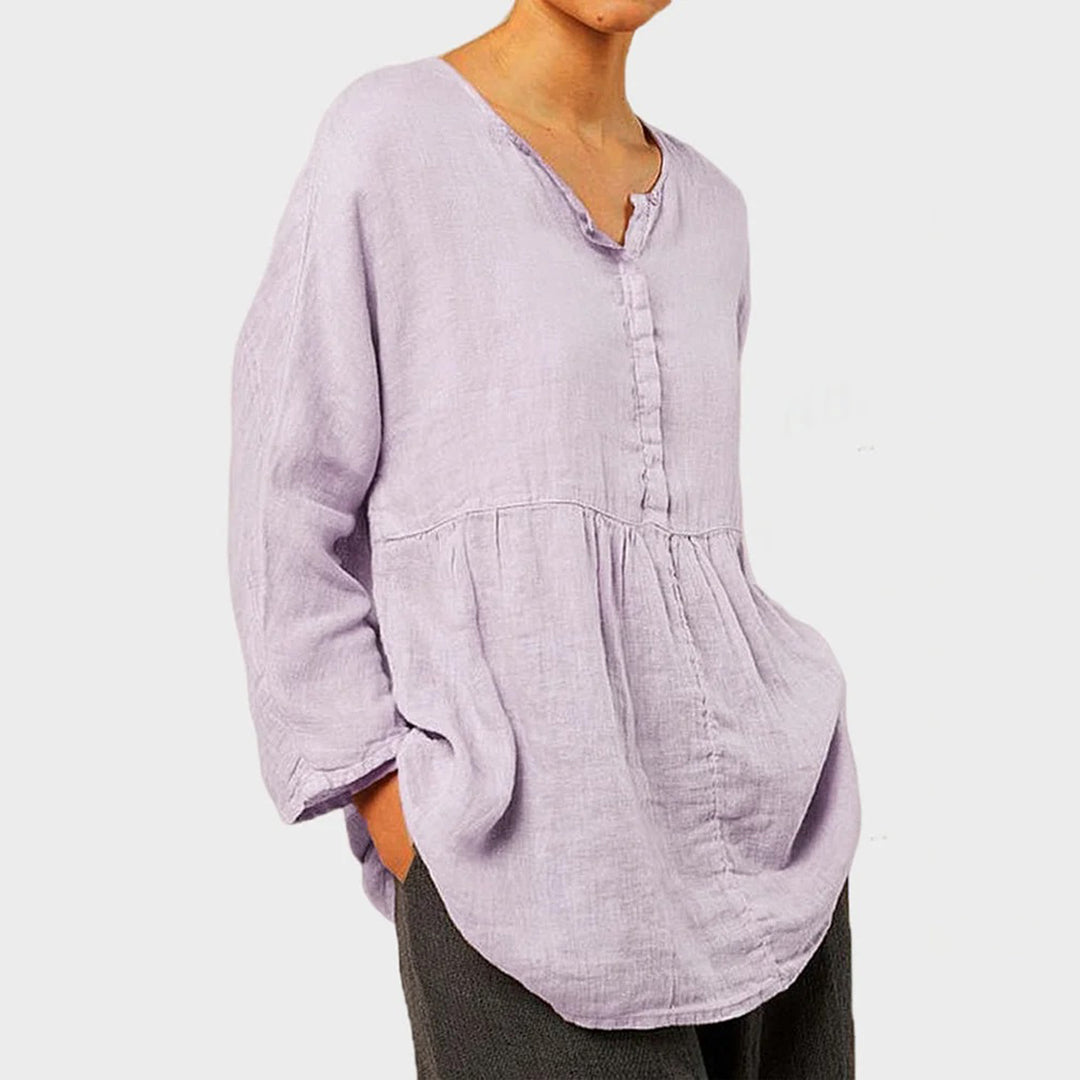Lightweight &amp; flattering women’s blouse – oversized casual fit, polyester, for summer outings