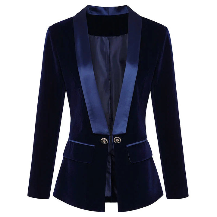 Luxurious women’s velvet blazer – satin lapel, tailored fit, for versatile occasions