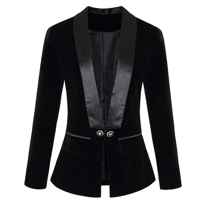 Luxurious women’s velvet blazer – satin lapel, tailored fit, for versatile occasions