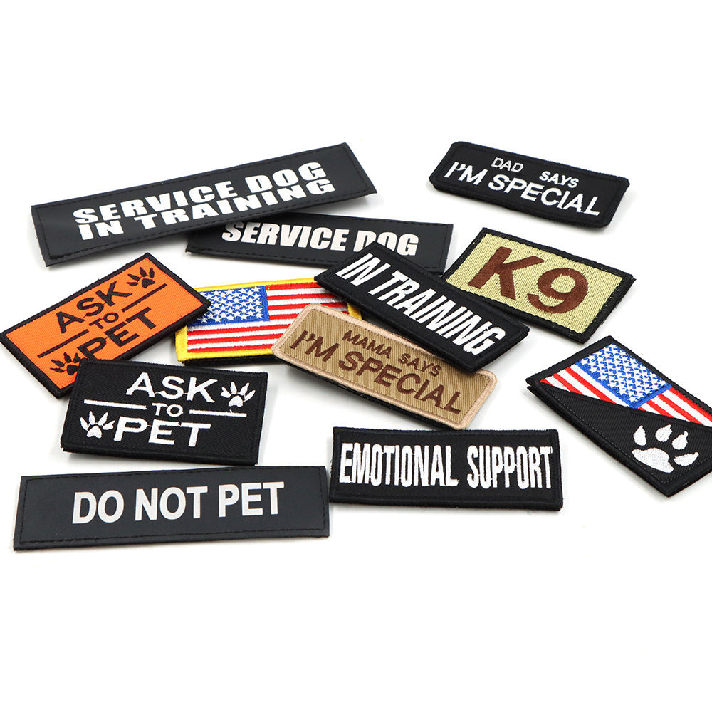 Dog Harness Patches Set 12 Hook And Loop Patches For Harnesses Do Not Pet Service In Training USA Flag Fall 2025 Gift