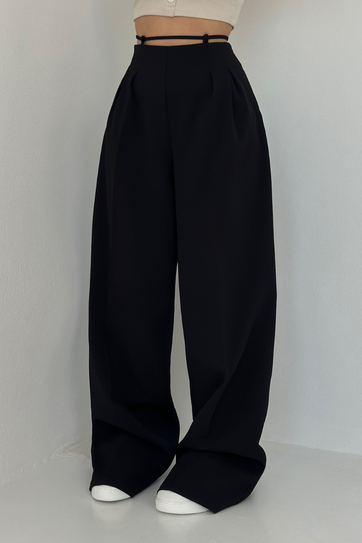 High-Waisted Wide-Leg Pants in Dark Blue, Soft and Comfortable Palazzo Pants for Effortless Style