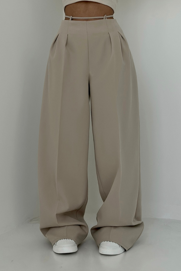 High-Waisted Wide-Leg Pants in Dark Blue, Soft and Comfortable Palazzo Pants for Effortless Style