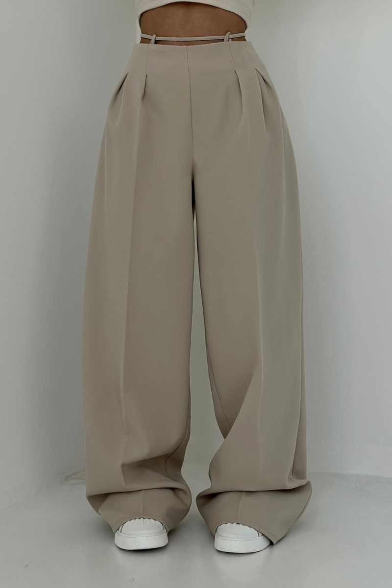 High-Waisted Wide-Leg Pants in Dark Blue, Soft and Comfortable Palazzo Pants for Effortless Style