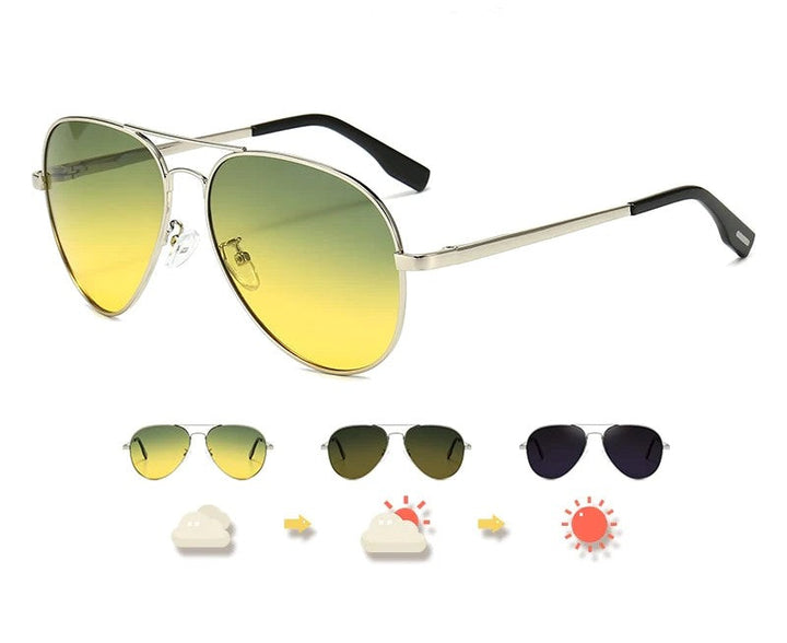 Multifunctional unisex pilot sunglasses – photochromatic polarized lenses, for day and night driving