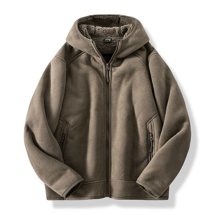 Warm Cozy Men’s Fleece Jacket - Hooded Full Zip, Sherpa