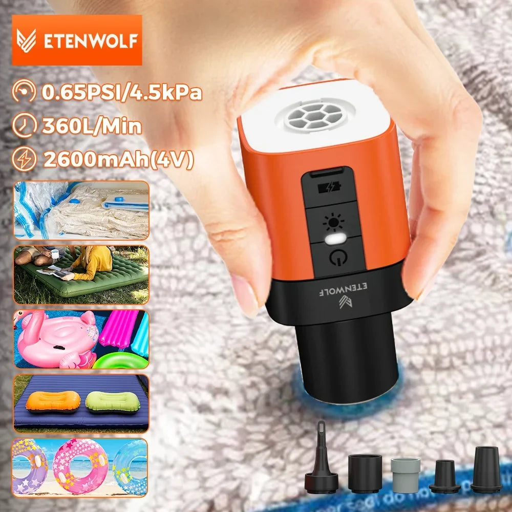 Portable Electric Air Pump with 2600mAh Battery for Quick Inflation, Ideal for Camping and Outdoor Use