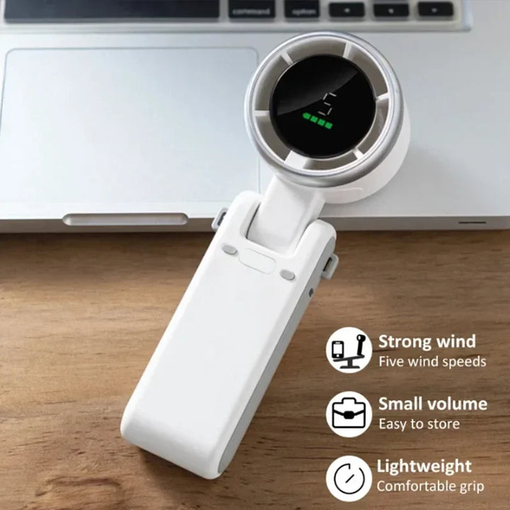 Portable Mini Fan, 180-Degree Folding Design, Battery Operated Hand Held Personal Fan with High-Speed Turbo Functionality