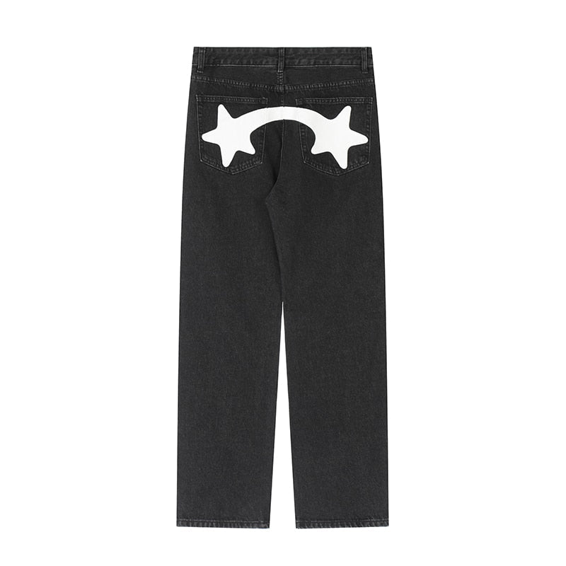 Y2K Print Jeans with Vibrant Designs, Relaxed Fit, Comfortable Denim for Trendy Style