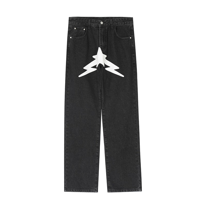Y2K Print Jeans with Vibrant Designs, Relaxed Fit, Comfortable Denim for Trendy Style