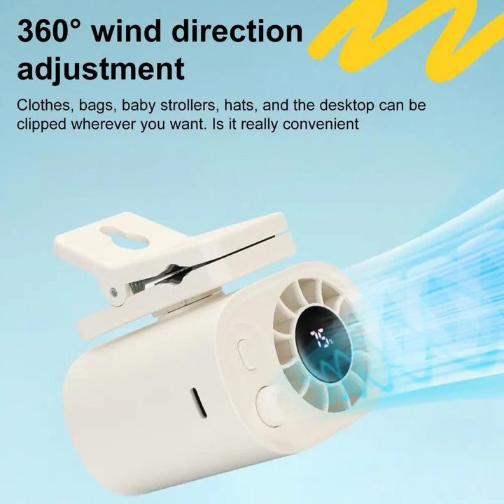 Rechargeable Clip-On Mini Fan with 360-Degree Rotation, Adjustable Speed, USB and Battery Powered for Versatile Cooling