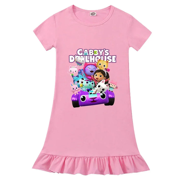 Lightweight Girls’ Dress – Princess-Style, Flowy, Mid-Calf Length, Cotton, For Party Wear