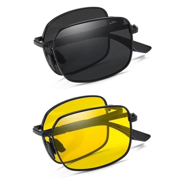 Polarized Folding Sunglasses 2 Pack Dual Use Driving Day Night color Changing Square Frame Spring 2026 Trend