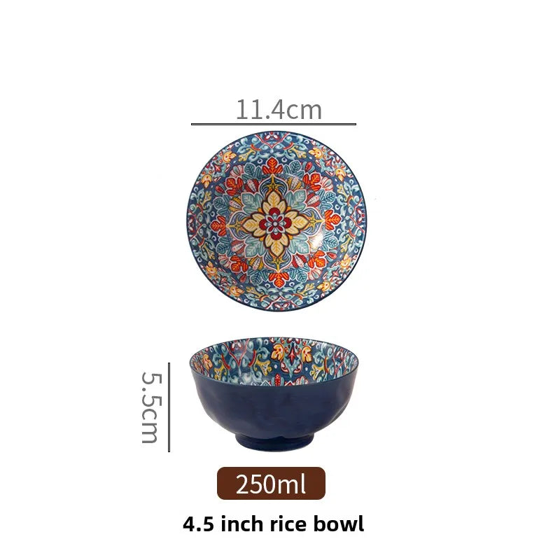 Bohemian Ceramic Rice Bowl Retro Noodle Bowl Kitchen Gift