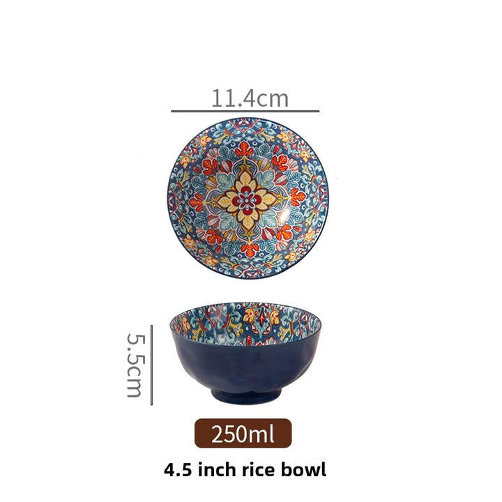Bohemian Ceramic Rice Bowl Retro Noodle Bowl Kitchen Gift
