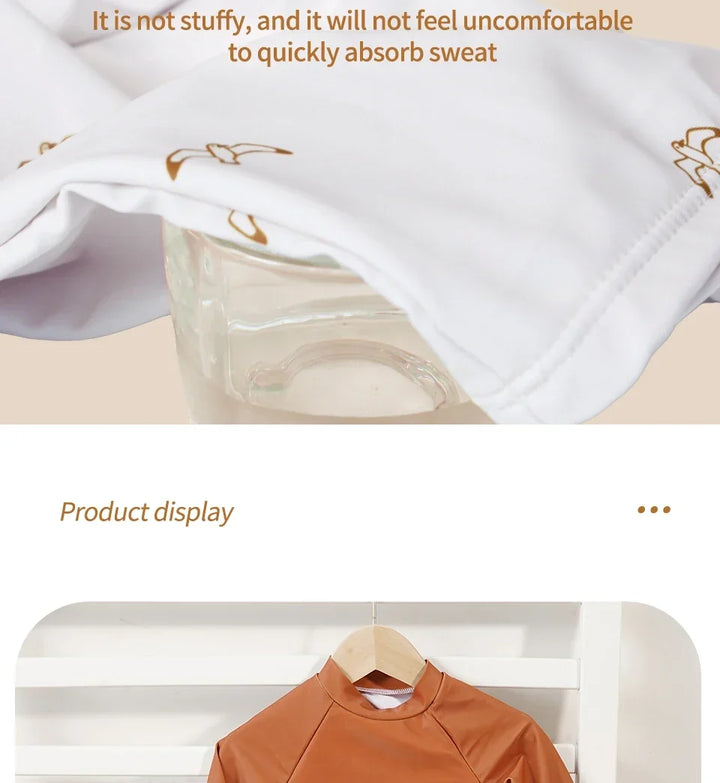 Breathable unisex baby swimsuit - long sleeve rash guard, polyester elastane, for summer pool