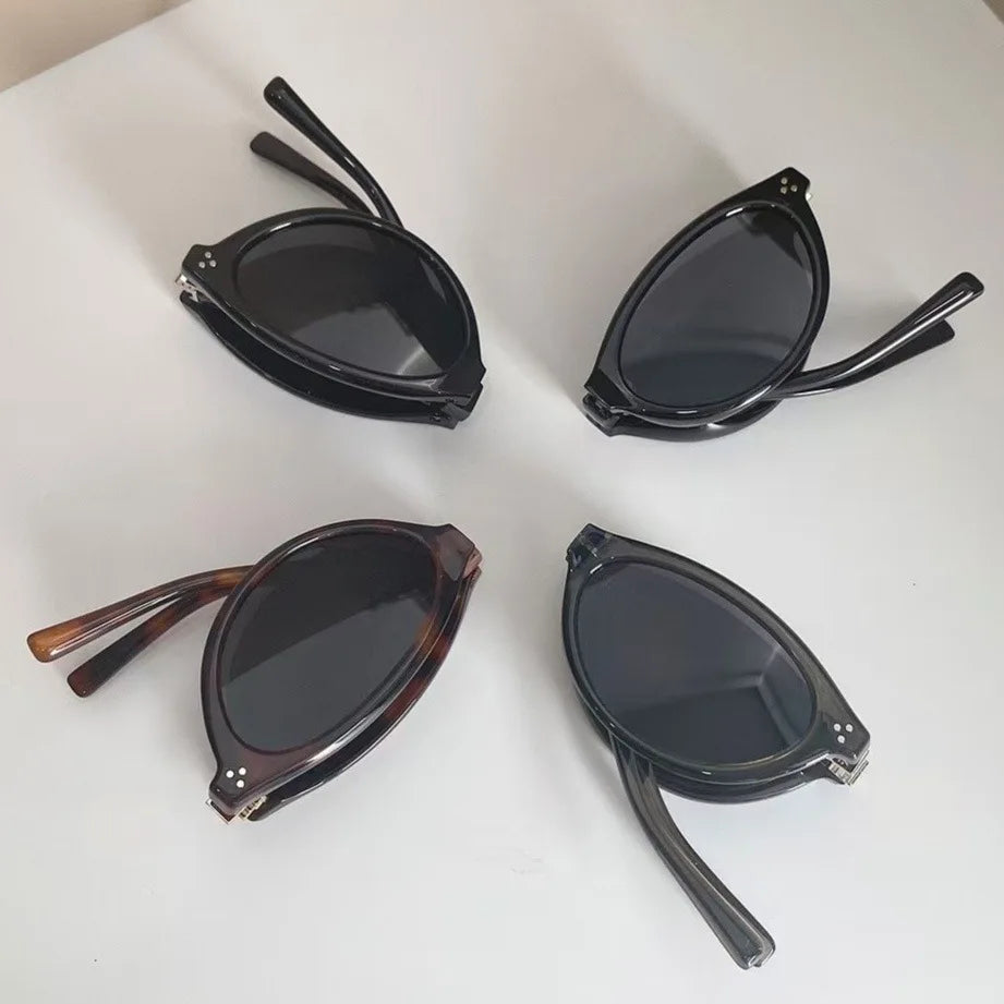 Sunglasses Foldable Cat Eye Vintage Narrow Frame UV400 Protection Portable Pocket Shades Fall 2026 Trend Gift
