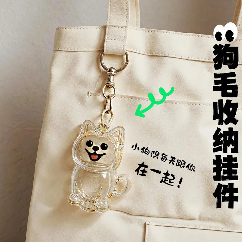 Dog Hair Keepsake Keychain Pendant Clear Resin Charm