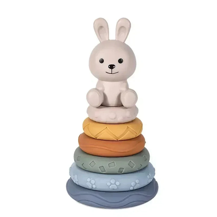 Silicone Montessori Building Blocks for Babies - Stacking and Teething Toys for Early Learning, Safe and Lightweight, Bright colours