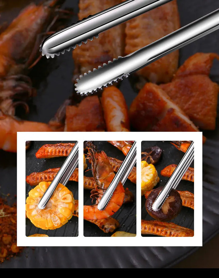 Stainless Steel BBQ Tongs Non-Slip Heat Resistant Grill Food Clip – Kitchen &amp; Outdoor 2026