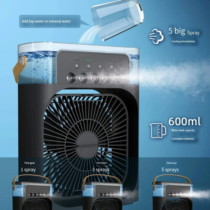 Air Humidifier Cooling USB Fan Water Mist Mini 3 In 1 Silent Cooler