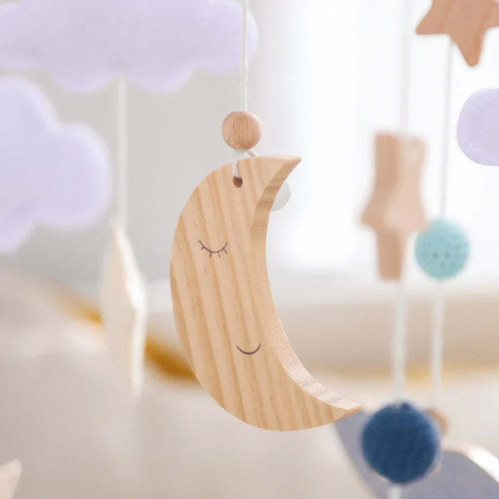 Wooden Rocket Crib Mobile Newborn Sensory Toys Soothing