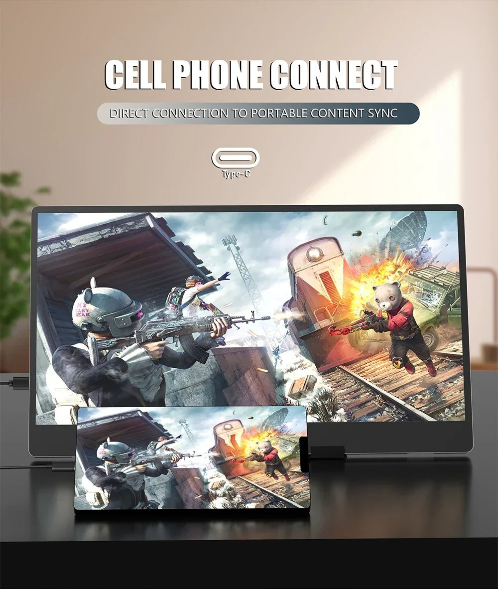 Portable 14 Inch Monitor 178 Degree View Built In Speaker