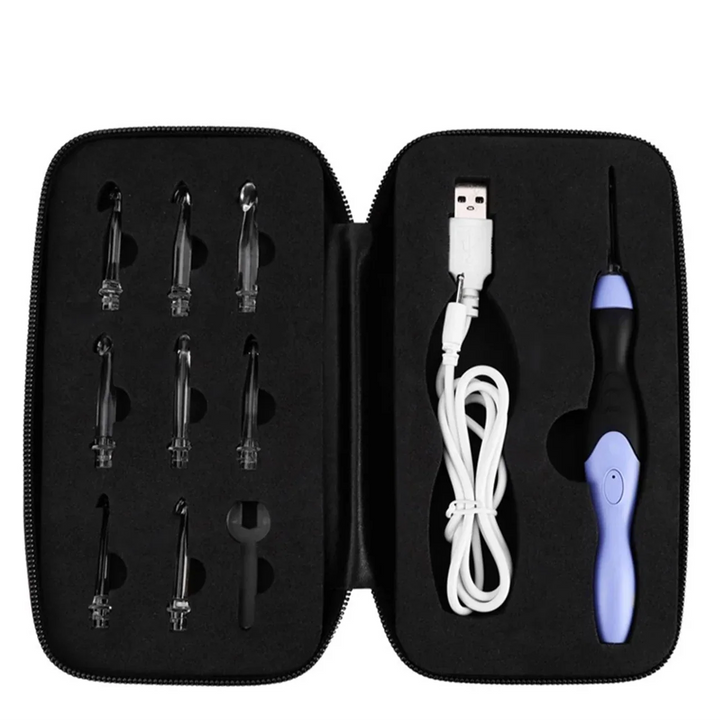 9PCS LED Light Up Crochet Hook Set - USB Rechargeable Knitting Tool 2.5-6.5MM for DIY Crafts