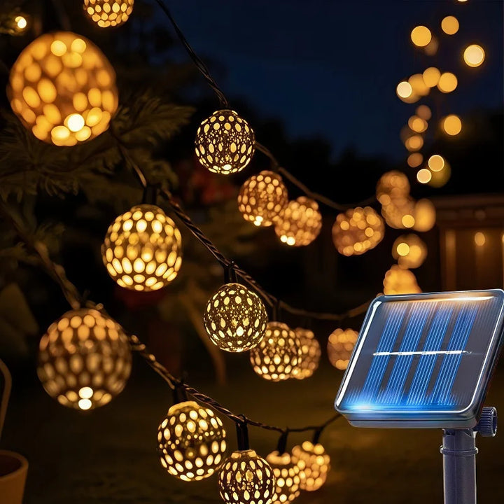 Solar String Lights Moroccan Ball LED Outdoor Waterproof 8 Modes Garden Party Christmas Decor 2026