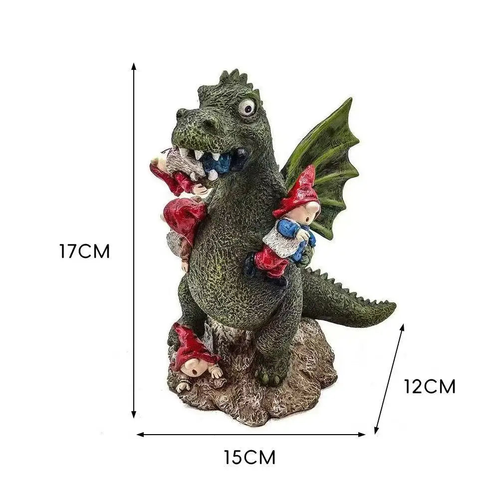 Dinosaur Statue 17cm Resin Garden Figurine - Humorous Fantasy Sculpture for Outdoor Decor, TikTok Viral Fall 2026 Gift