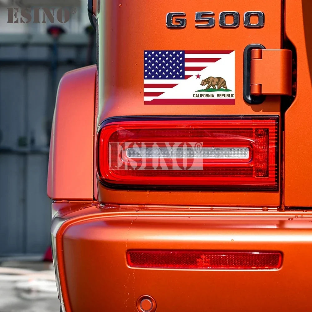 Car Decal PVC Waterproof USA Flag California Bear Vinyl Patriotic 4th Of July Vehicle Exterior Decor