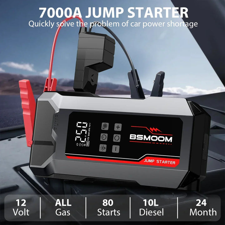 Car Jump Starter All In One Portable Power Bank With Wireless Tire Inflator Fall 2025 Emergency Prep Gift