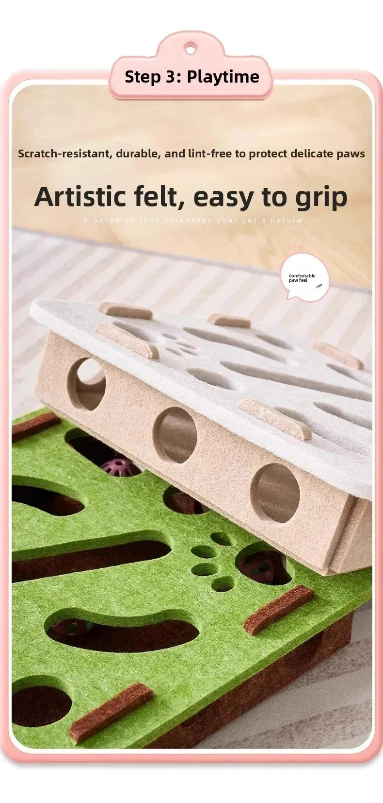 Cat Puzzle Toy Box With Ball Suede Felt Indoor Cat Exercise Entertainment Eco Friendly Gift 2026 TikTok Viral